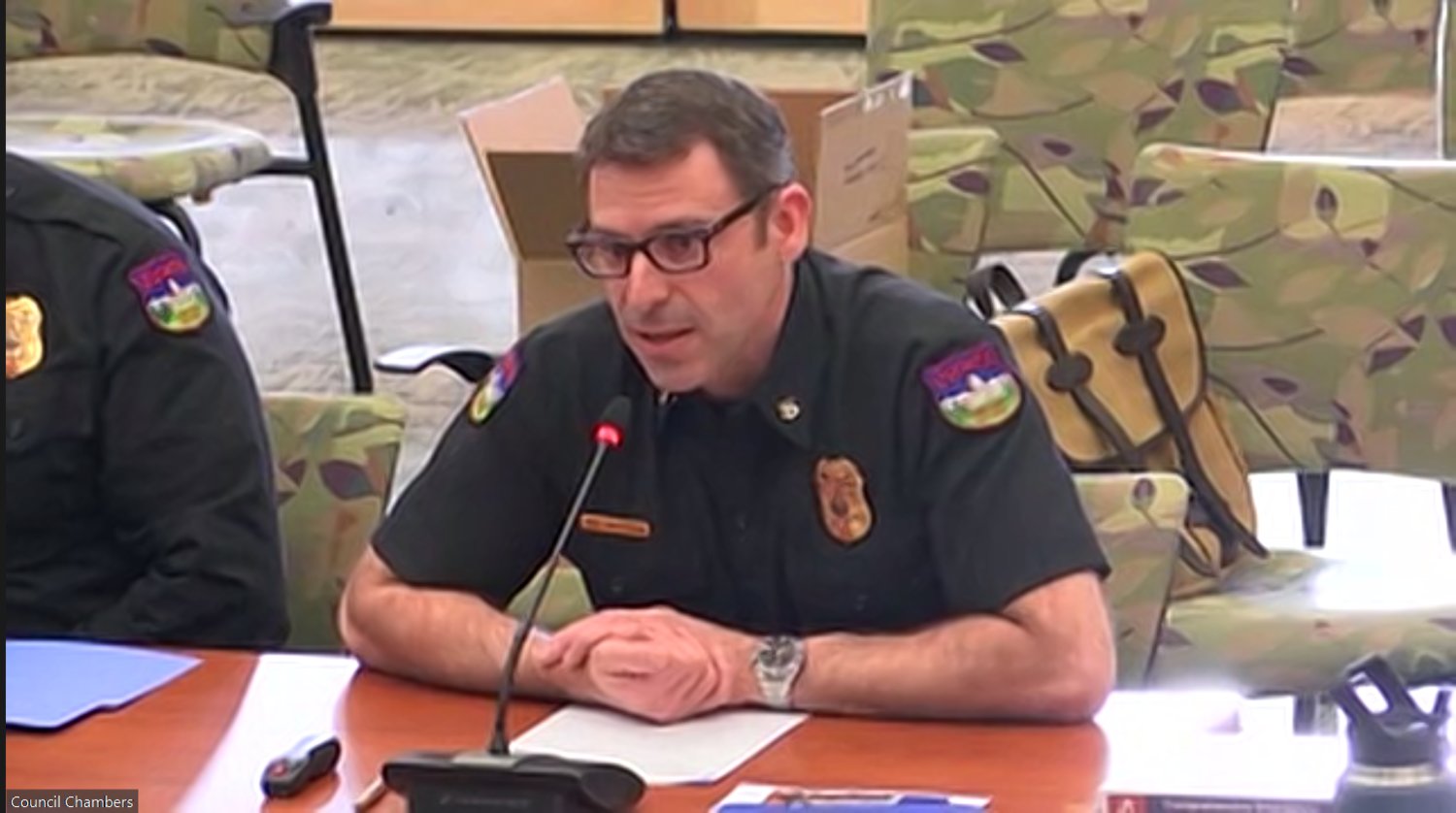 Olympia’s Deputy Fire Chief Michael Buchanan discussed the updated Comprehensive Emergency Plan at the city council study session held Tuesday, March 21, 2023.